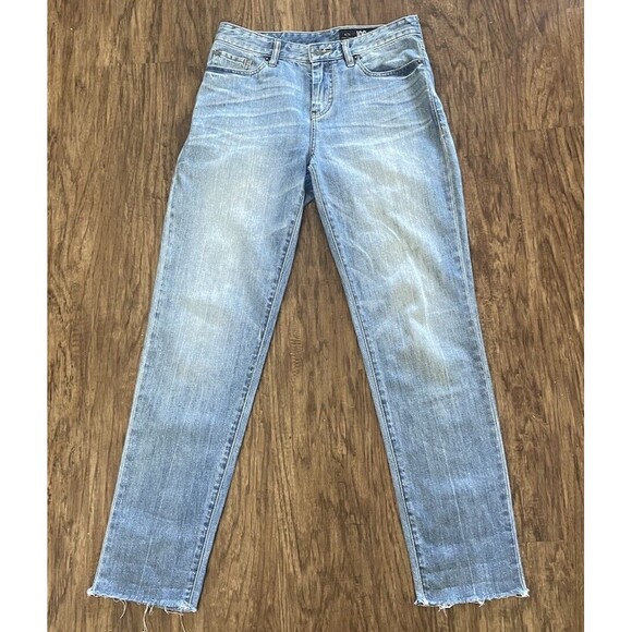 Armani Exchange Jeans J06 Boyfriend Women 27 Medium Wash Straight Leg Distressed - Picture 1 of 8